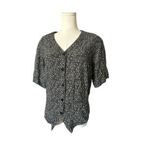 Valerie Stevens Black & White Floral Button-Down Blouse (18W) 🌸 277